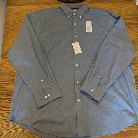 NWT Croft & Barrow Men's XXL Blue Easy Care Long Sleeve Button Down Shirt - Picture 3 of 4